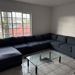 Blue Sectional Couch U-Shape (Moving Out Sale)