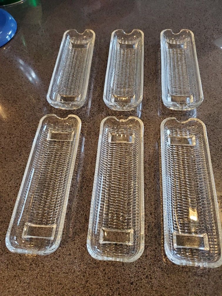 Set Of Crystal Corn On The Cobb BBQ Plates