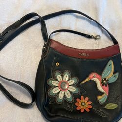Lightly Used Chala Crescent Hummingbird Crossbody Purse Faux Leather