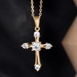 Crucifix Pendant Chain New Gold 