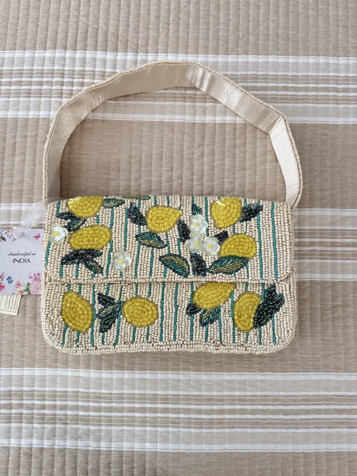 Lemon Beaded Shoulder Bag