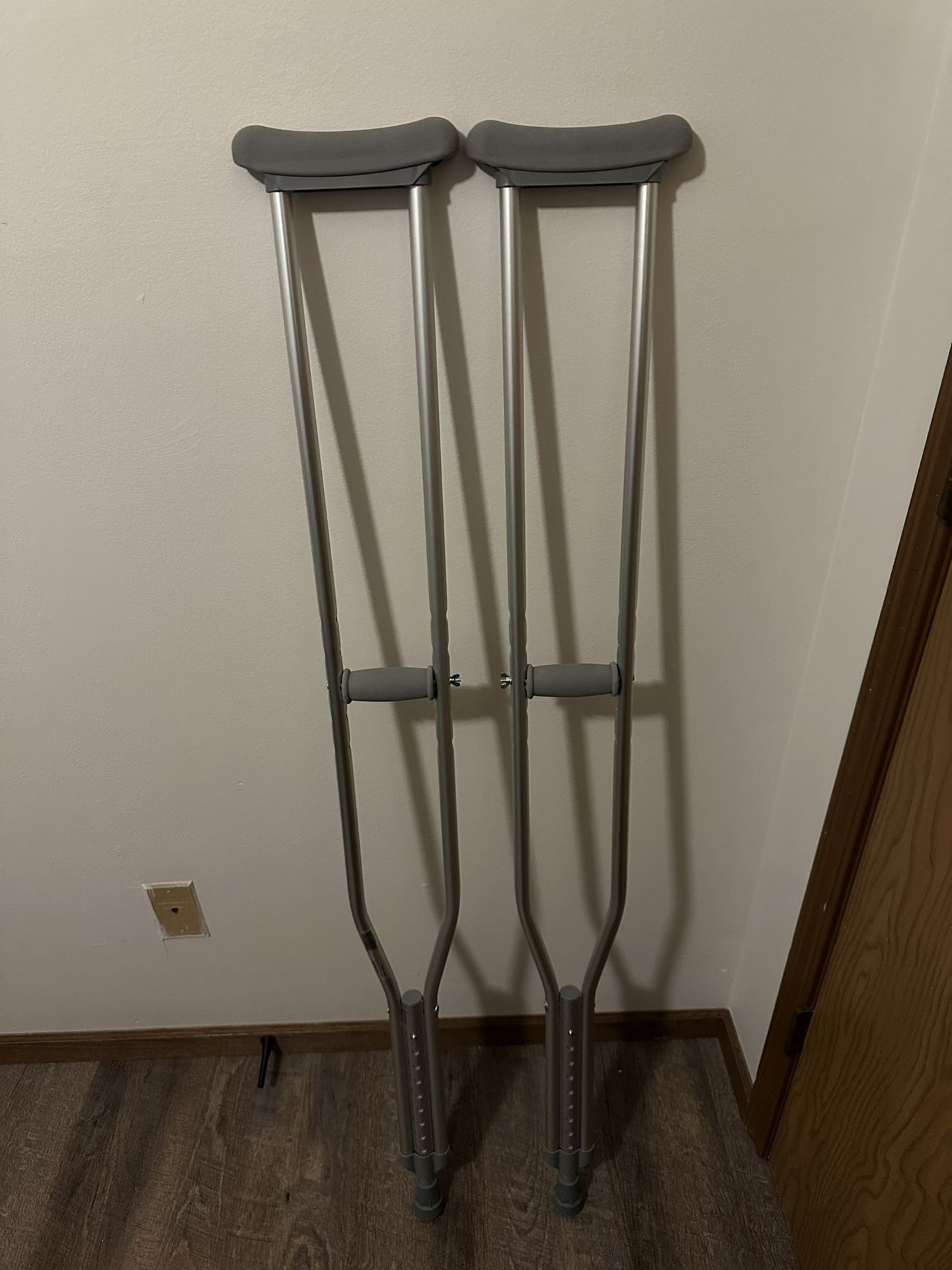 Gray Adjustable Crutches