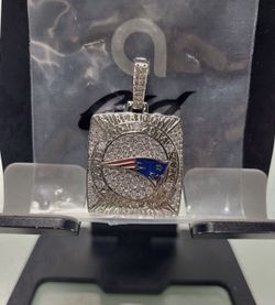 New England Patriots Championship Pendant - Iced White Gold By GLD SHOP NFL
