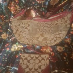 Coach Soho Signature Patchwork Small Hobo with Snake  Khaki/Crimson