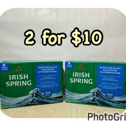 (2) Irish Spring Moisture Blast Deodorant Bar Soap for Men, All Skin Types, 3.7 Ounce, 8 Bar Pack