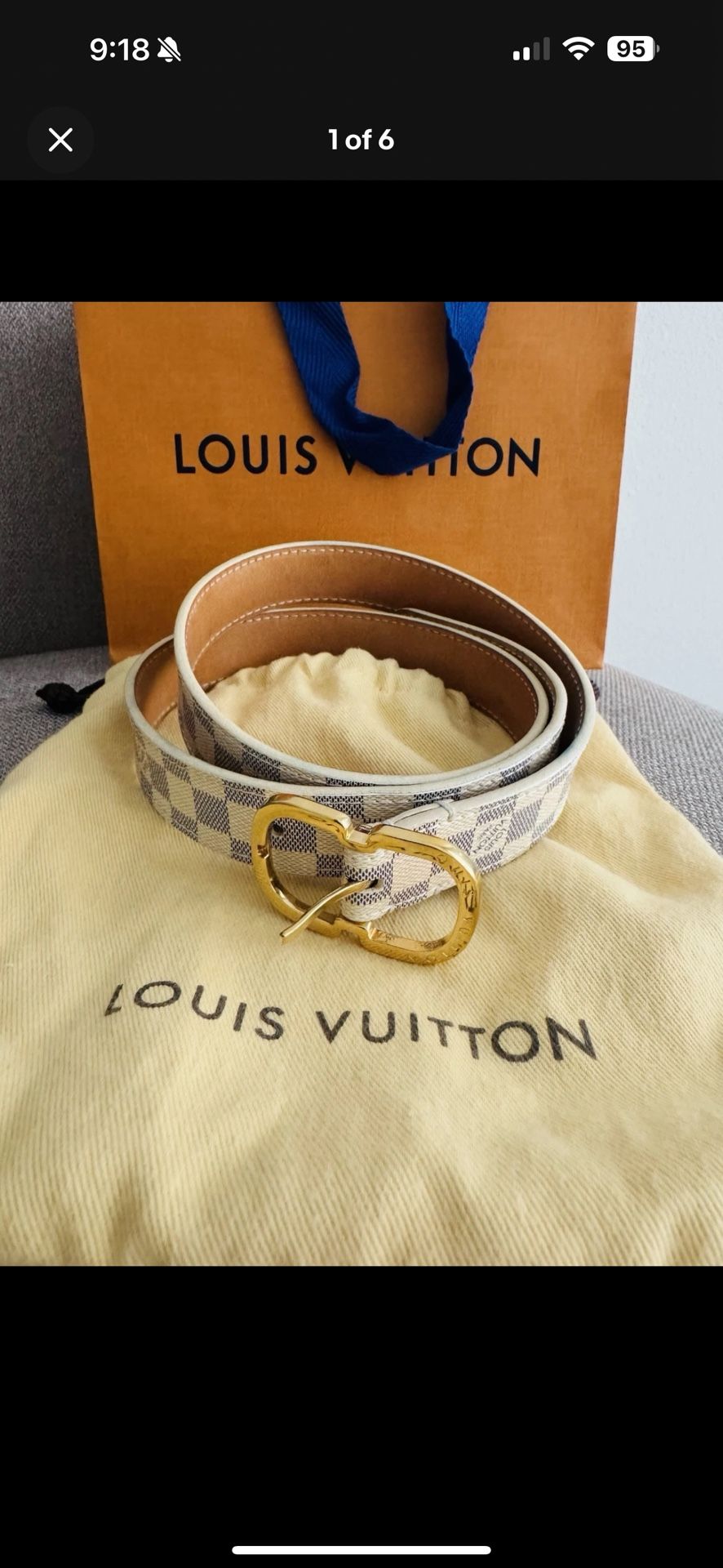 Women’s Louis Vuitton Azure 25 MM Belt Size 80/32 like New!