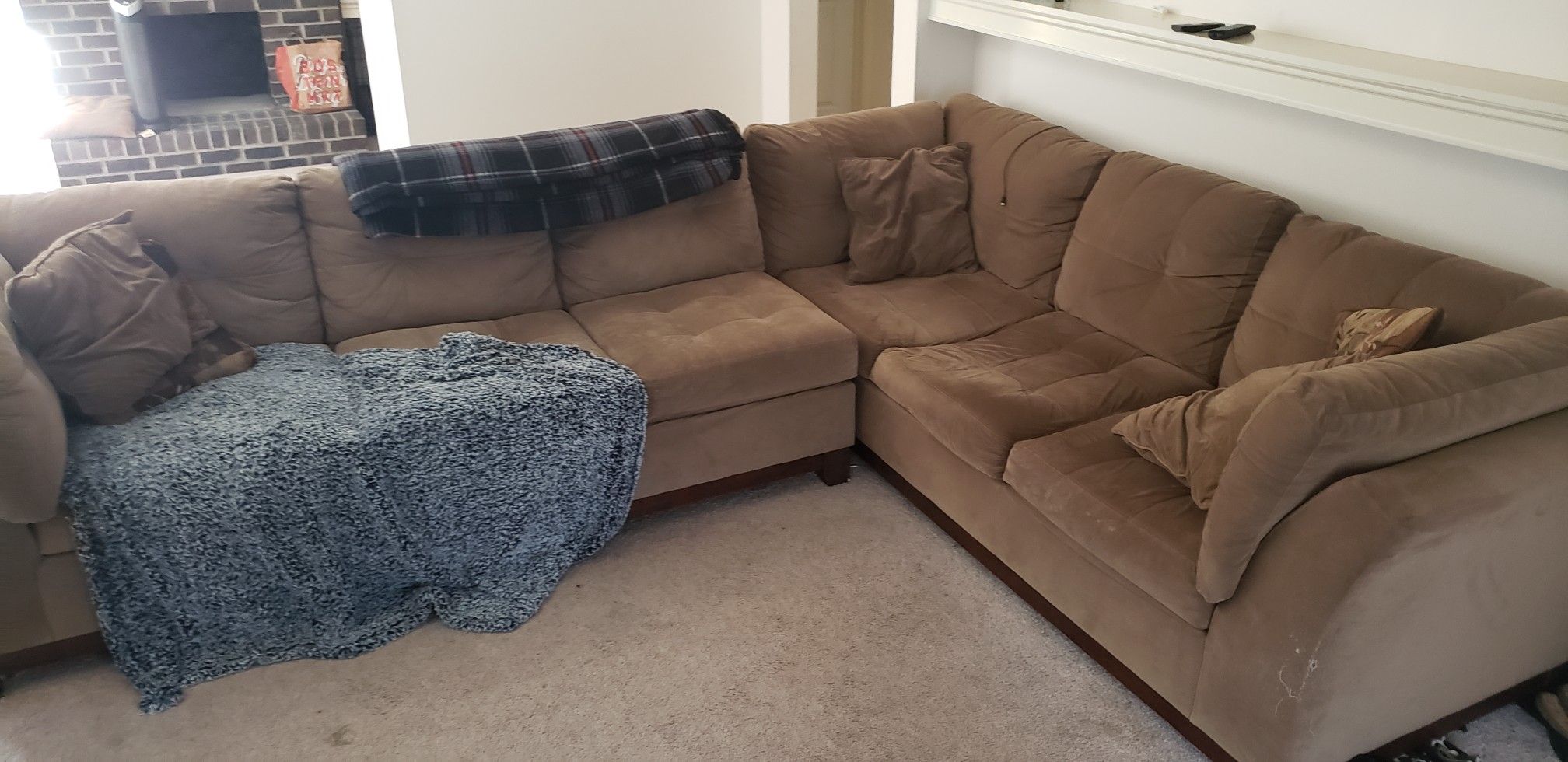 Tan, Light Brown Sectional Couch