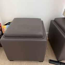 Gray Crate And Barrel Stools 