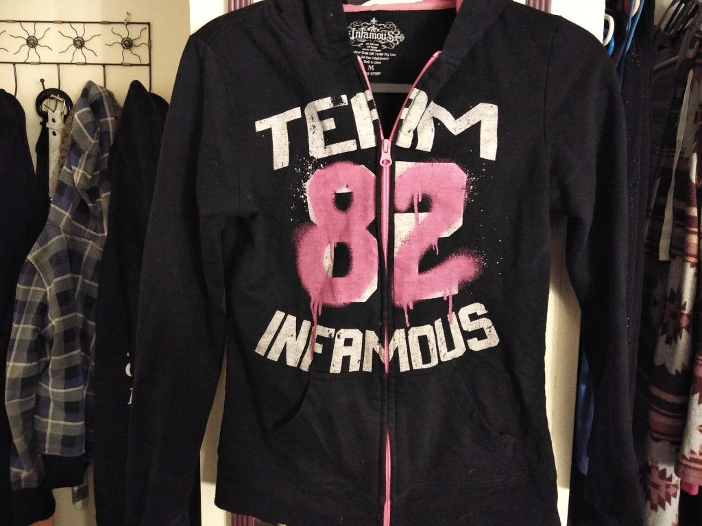 Pink and black hoodie