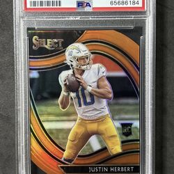 2020 Panini Select #344 Justin Herbert RC Die-Cut Orange Prizm Rookie PSA 10
