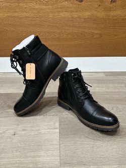 Vostey BMY678A Men’s 11 Black Motorcycle Combat Ankle Boots Side Zip New Box