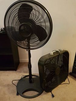 $25 for 2 Fans. Lasko Stand Fan and Box Fan. BLACK. for Sale in San Jose,  CA - OfferUp