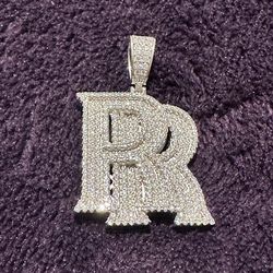 Solid 925 Silver Moissanite Double R Pendant