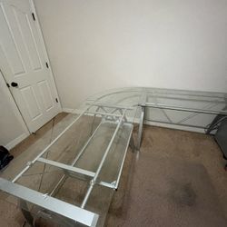 Large L Shaped Glass Desk