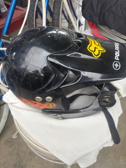 Black Motocross Helmet with Polaris & Fox Stickers