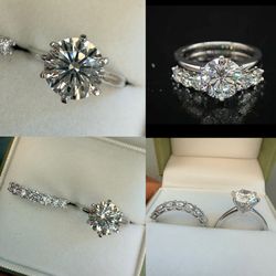 Lab Diamond Ring Set 2.25ct + 7-Stone Eternity (New)
