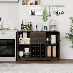 Brand New In Box Buffet Sideboard Bar With Liquor Storage, Adjustable Shelves, Drawers 