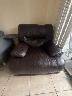 Dark Brown Leather Recliner Chair