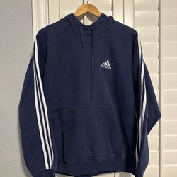 VTG Y2K LATE 90s ADIDAS BLUE/WHITE PULLOVER HOODIE SIZE MEDIUM 