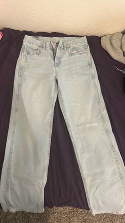 American Eagle Curvy Straight Jeans, Light Blue, Size 6 Regular