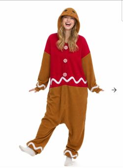 Adult Gingerbread Onesie costume, size small