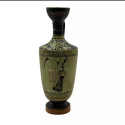 Miniature Greek Ceramic Vase with Classical Artwork, Hand-Painted Decorative Pie