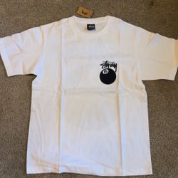 Stussy 8 Ball Graphic White Cotton Men's Short Sleeve T-Shirt