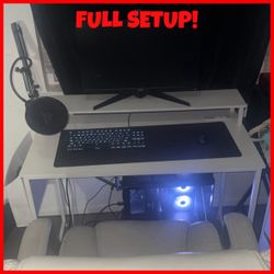 Full Gaming Setup, Ryzen 7, White And Black, Runs Everything Great