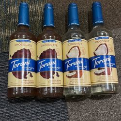 4 NEW 750ml bottles Torani premade zero sugar syrup