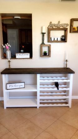 Farmhouse console and wine rack