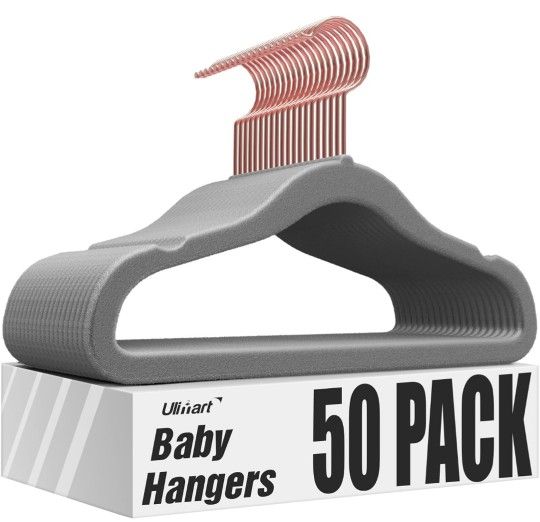 Baby Hangers Velvet 50 Pack 11.4" Baby Clothes Hangers Non Slip