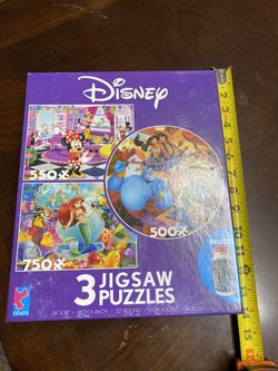 Disney 3 jigsaw puzzles Ceaco open box sealed bag pre owned