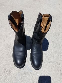 Black Leather Cowboy Roper boots