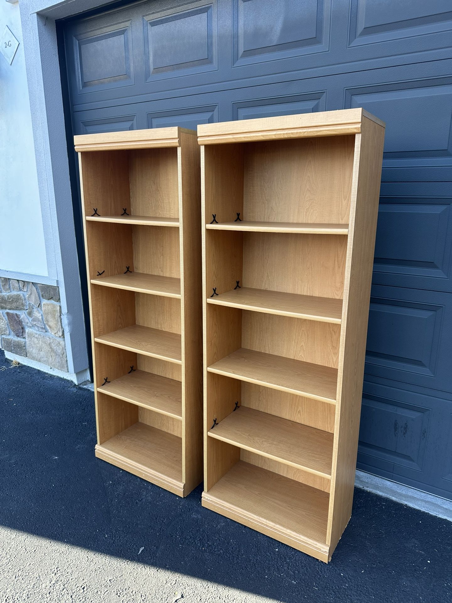 Matching Set of 2 Wooden Bookcases β Natural Finish