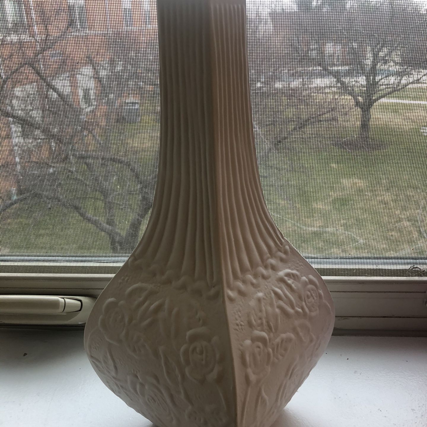 White Floral Metal Vase