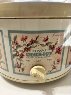 Vintage Rival Crock-Pot Slow Cooker Server Floral Design w/ Lid
