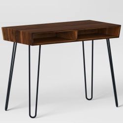 Hairpin Writing Desk With Storage Brown 
