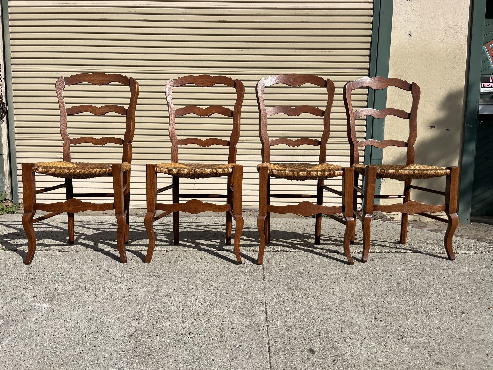 Antique Belgian Chairs With Reed Bottom Seats 