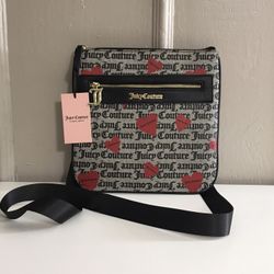 Juicy Couture Black And Red Heart Crossbody Bag