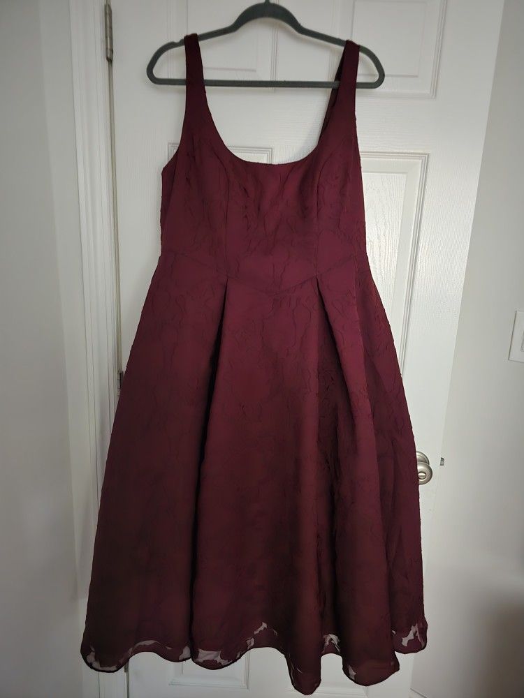 Amalie Wine A-line Midi Dress