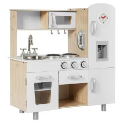 Gymax Vintage Play Kitchen Pretend Kids Cooking Playset Toys w/Water Dispense
White, Silver, Natural -