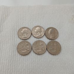 6 US Bi- Centrnial Quarters, Made 1 Year Only 1976