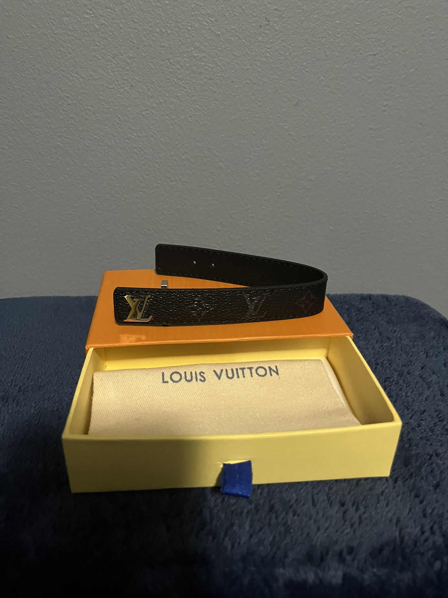 Lv Slim Bracelet Black Adjustable Size 