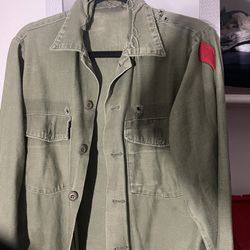 Vintage Vietnam Military Jacket W Red Diamond