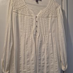 Gloria Vanderbilt White Long Sleeve Blouse
