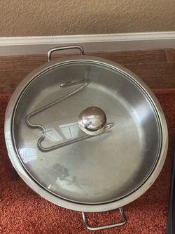 Large Stainless Steel Pan with Glass Lid