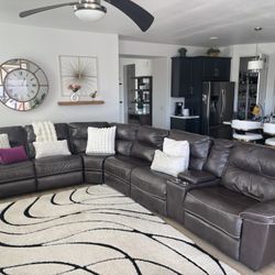 Brown Leather Sectional 