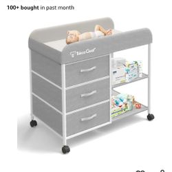 G TALECO GEAR Baby Changing Table, Portable Changing Table, Diaper Changing Station with Waterproof Pad, Changing Table Dresser with 3 Storage Baskets