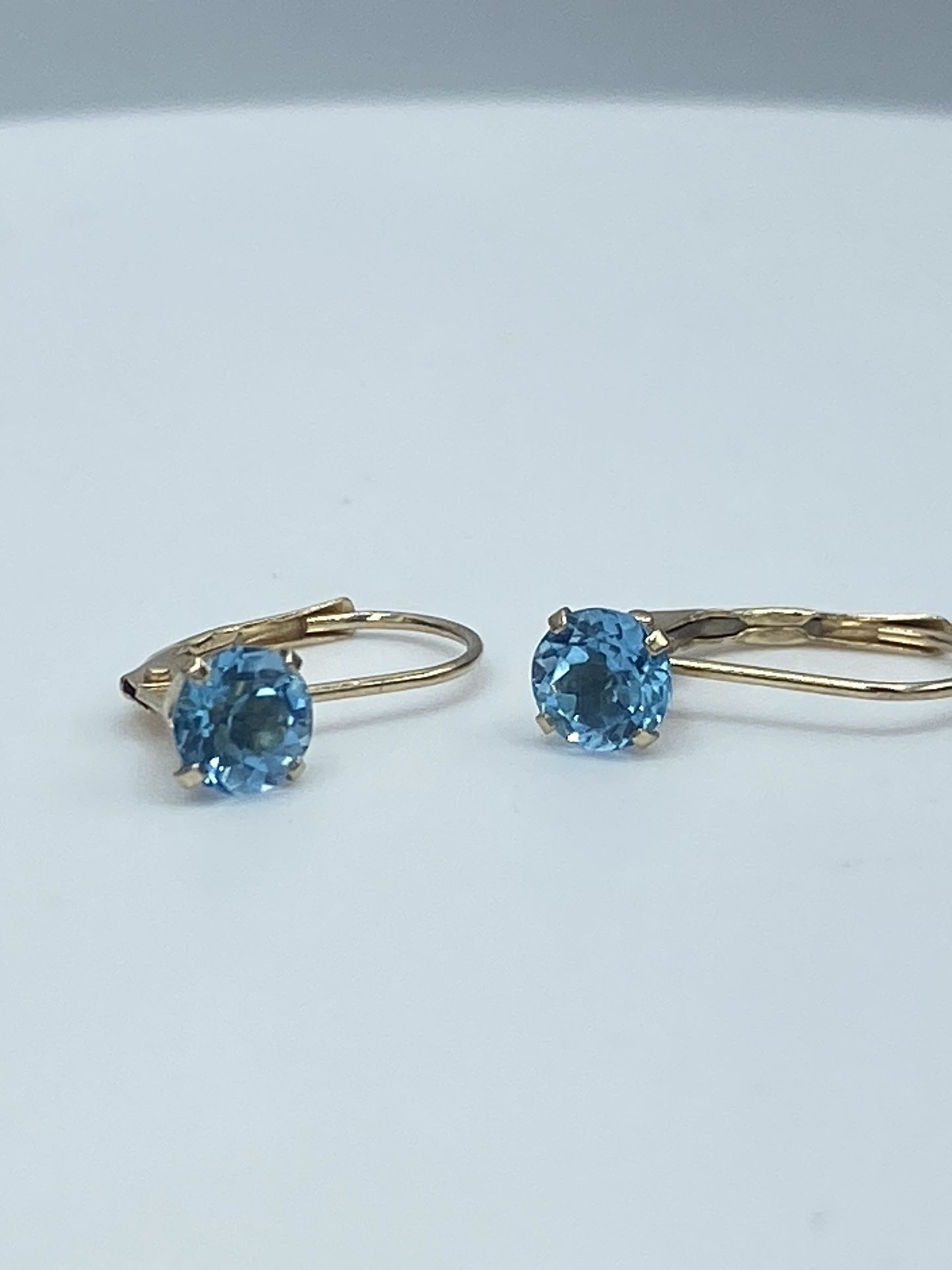 Blue Topaz Drop Earring in 14K Yellow Gold