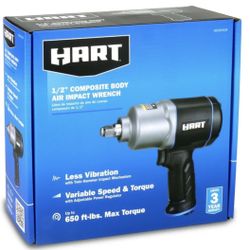 HART 1/2 in. Cuerpo Compuesto Air Impact Wrench, Potente Mecanismo de Martillo Doble Impact, Torque Máximo de 650